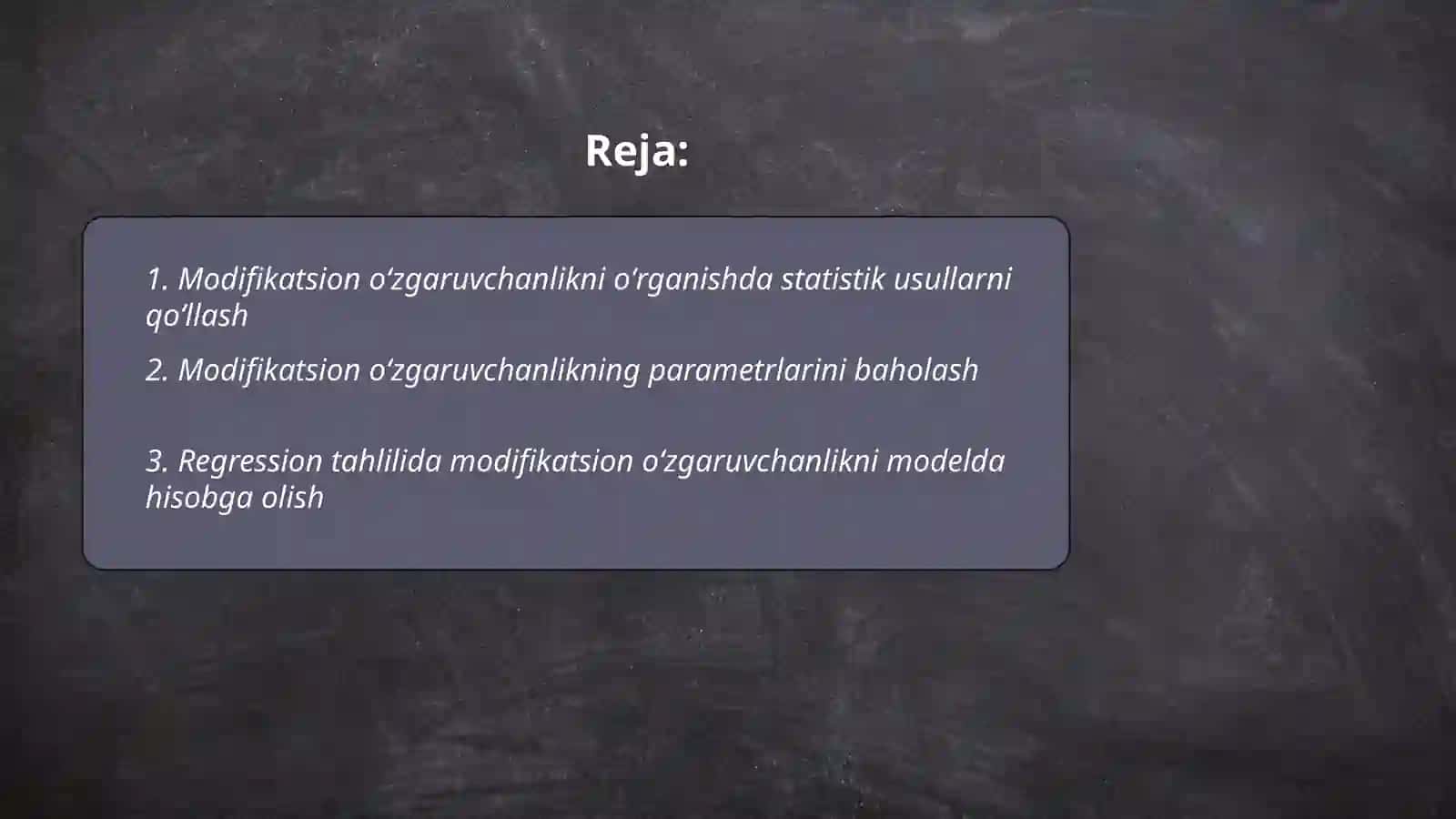 Modifikatsion oʻzgsruvchanlikni statistik usulda oʻrganishga oid masala va mashqlar tuzish 2