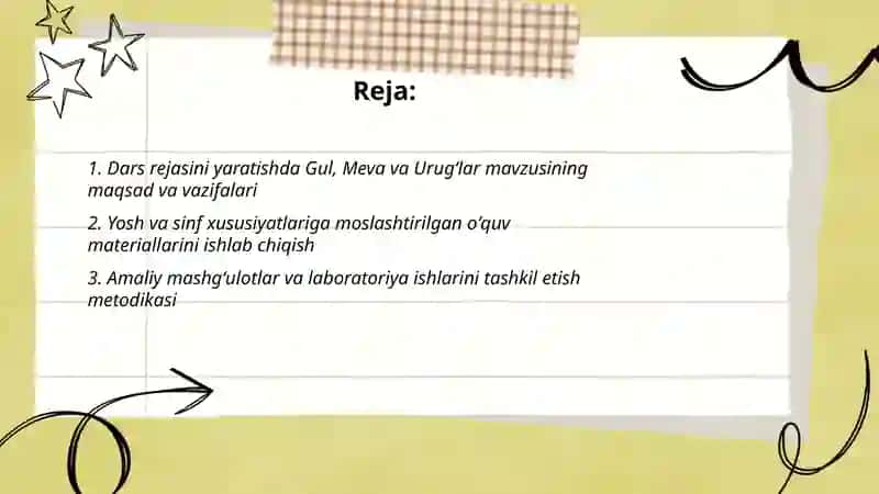 Gul, Meva va Urug'lar mavzusini o'rganish metodikasi 2