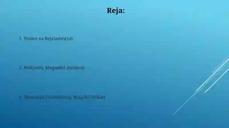 Moliyaviy maqsadni aniqlash.Maqsadga erishishning muqobil usullarini tanlash 2