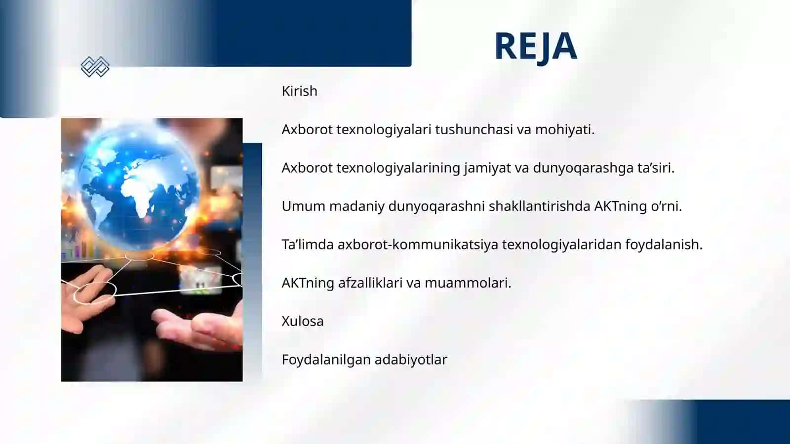 Axborot texnologiyalari - umum madaniy dunyo ko'z qarashining shakllantirishning samarali vositasi sifatida. Talimda axborot kommunikatsiya texnologiyalardan foydalanish 2