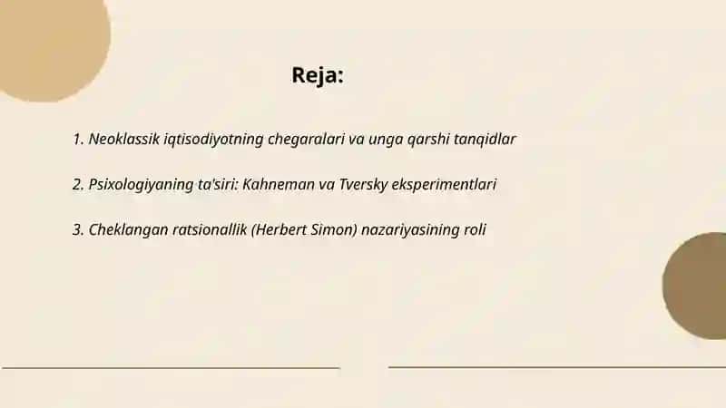 Xulq atvor iqtisodiyoti nazariyasining shakillanish manbalari 2