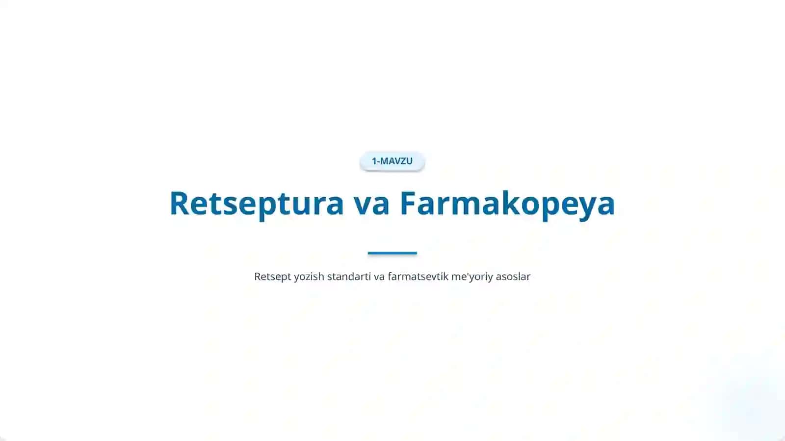 Retseptura va Farmakopeya 2