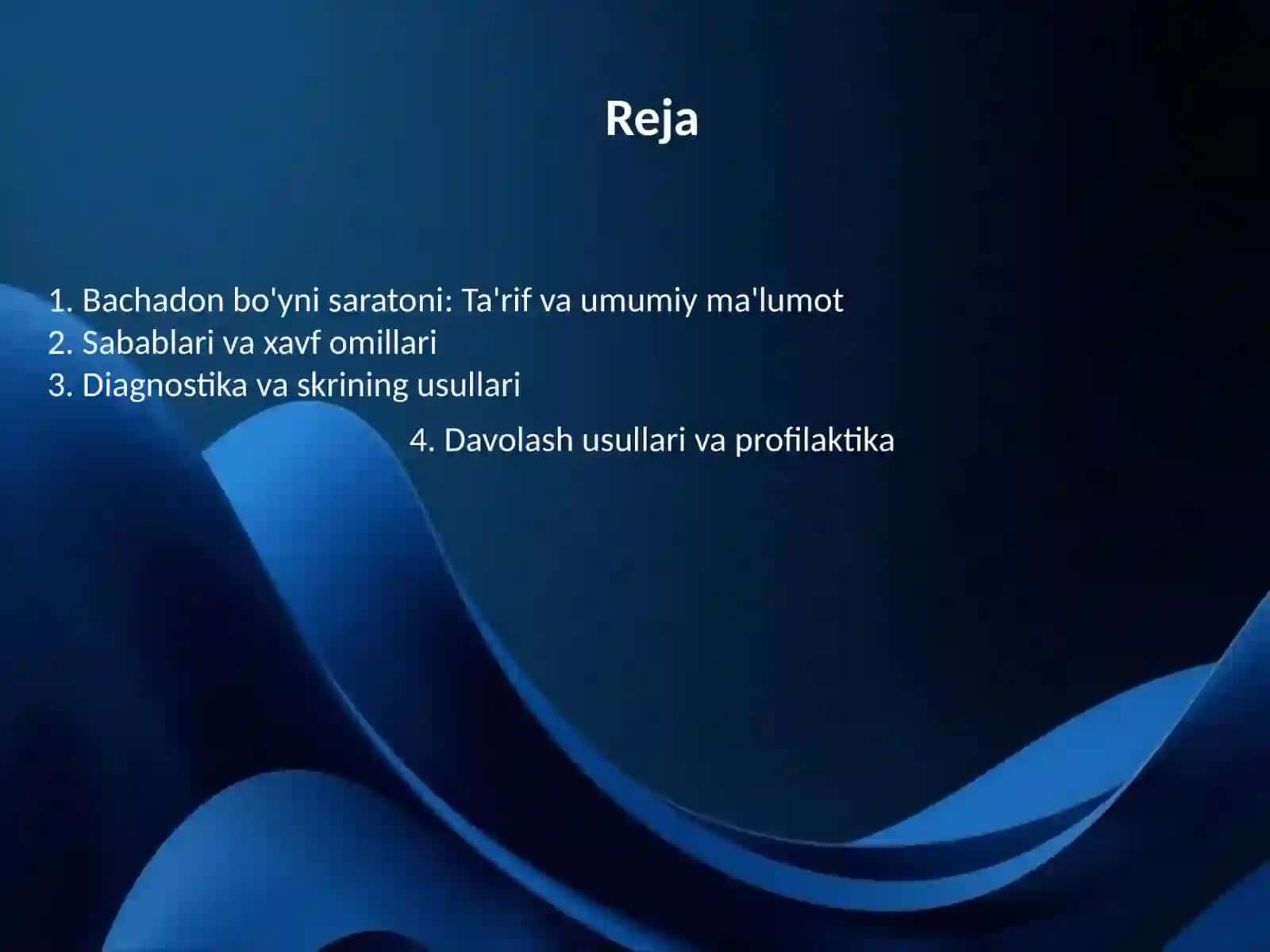 Ayollar reproduktiv a'zolari o'smalari: Bachadon bo'yni saratoni 2