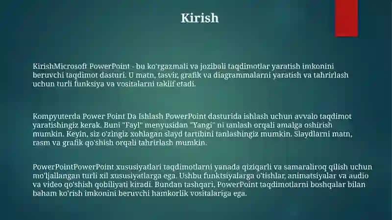 Kompyuterda Power Point Da Ishlash 2