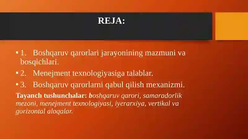 QAROR QABUL QILISH VA SAMARADORLIK 2