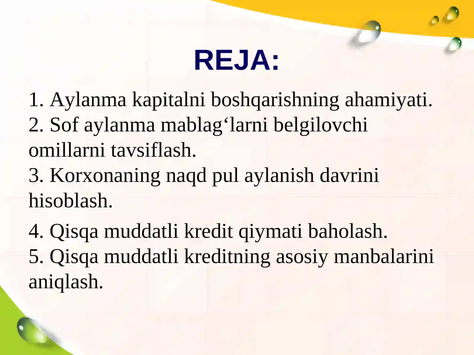 Aylanma kapitalni boshqarish 2