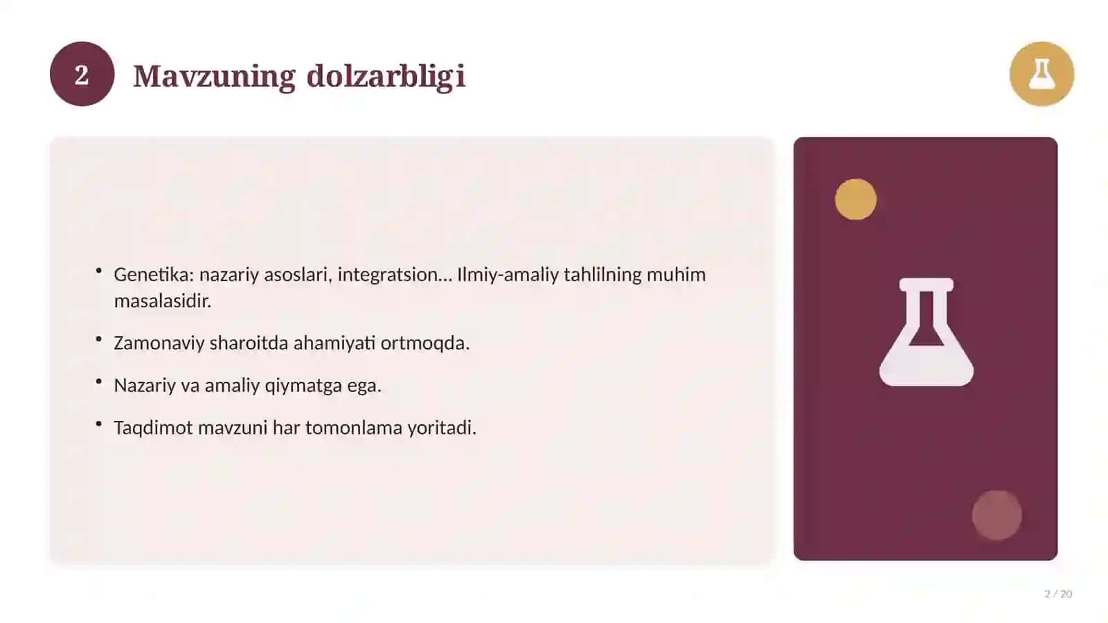 Genetika: nazariy asoslari, integratsion yondashuvda (Magistrlik dissertatsiyasi mavzusi) 2