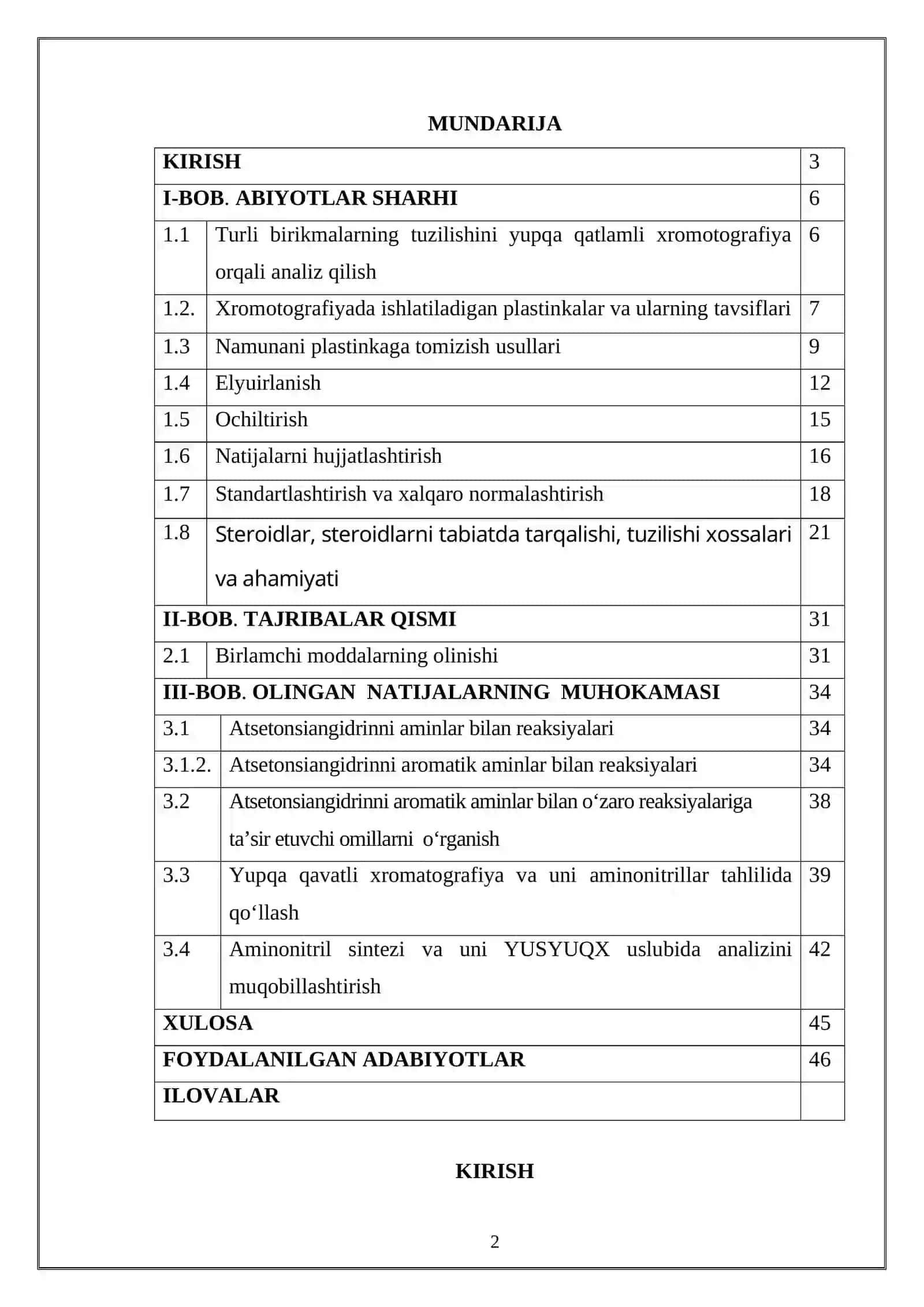 Ba’zi bir a-aminonitrillarni xromatografik tadqiq qilish 2