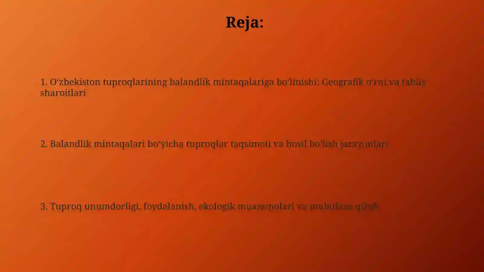 O‘zbekistonning balandlik mintaqasi tuproqlari joylashuvi geografiyasi 2