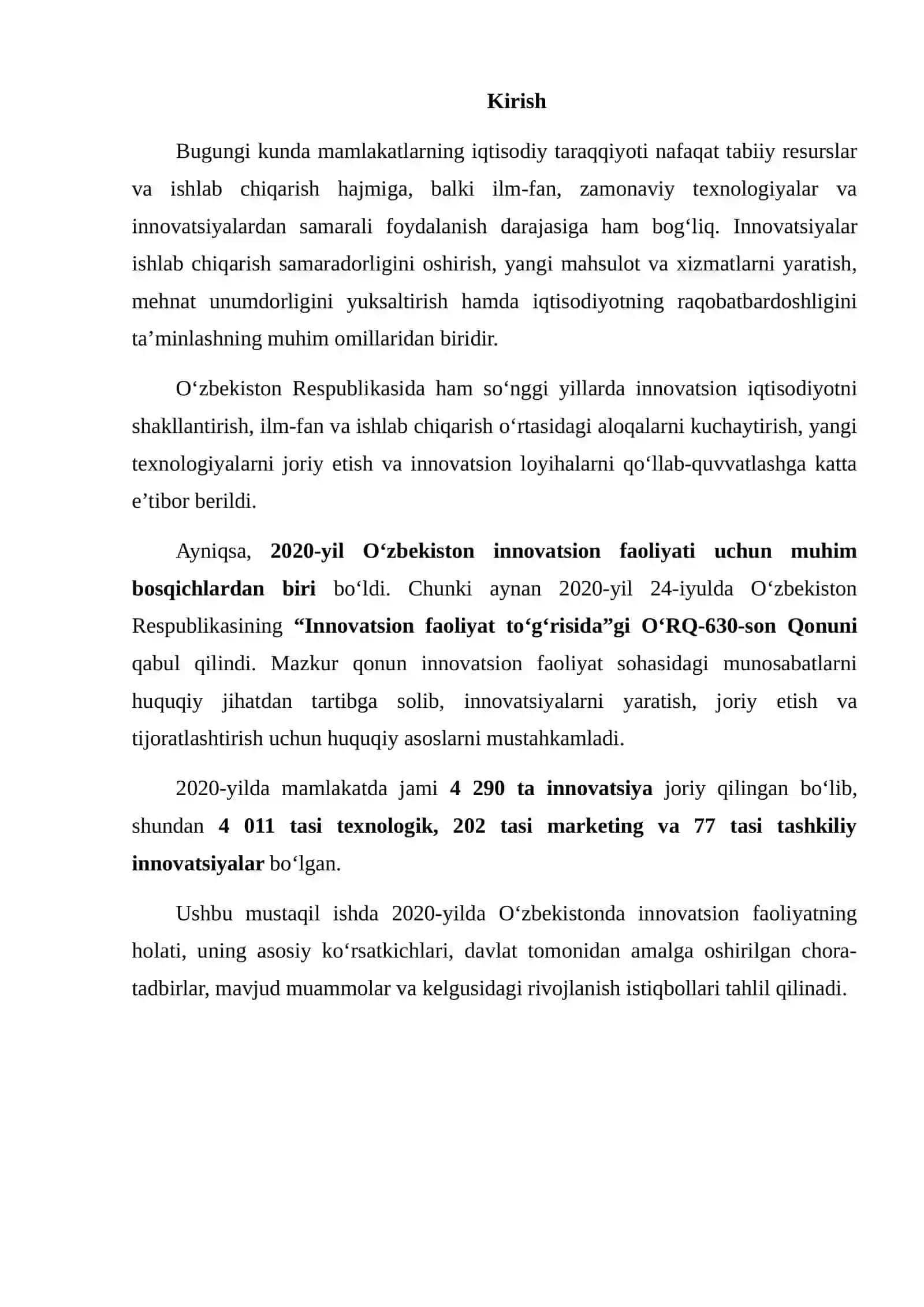 O‘zbekistonda innovatsion faoliyatning rivojlanishi 2