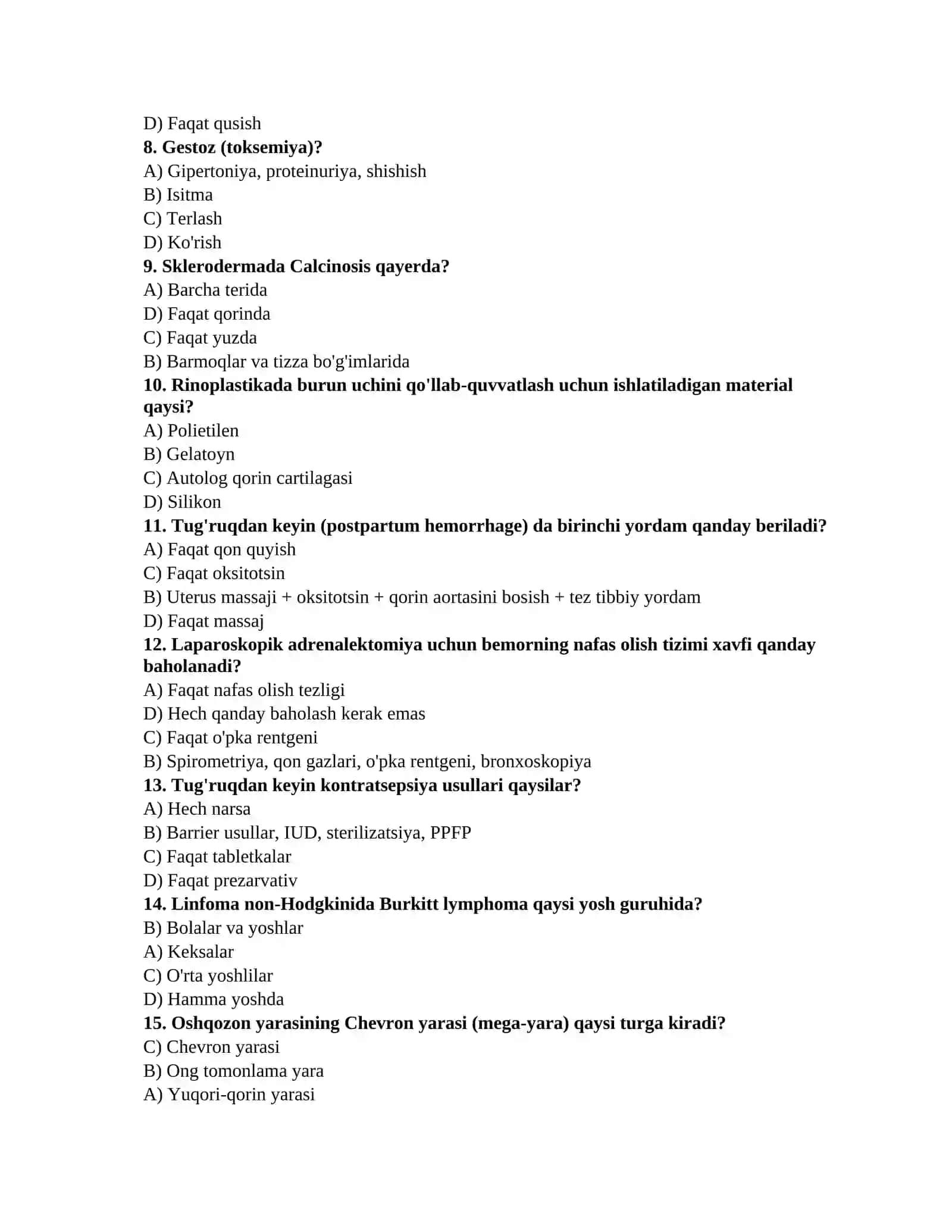 Tibbiy testlar 2
