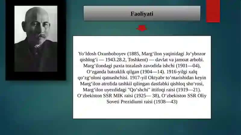 Yo’ldosh Oxunboboyev faoliyati 2