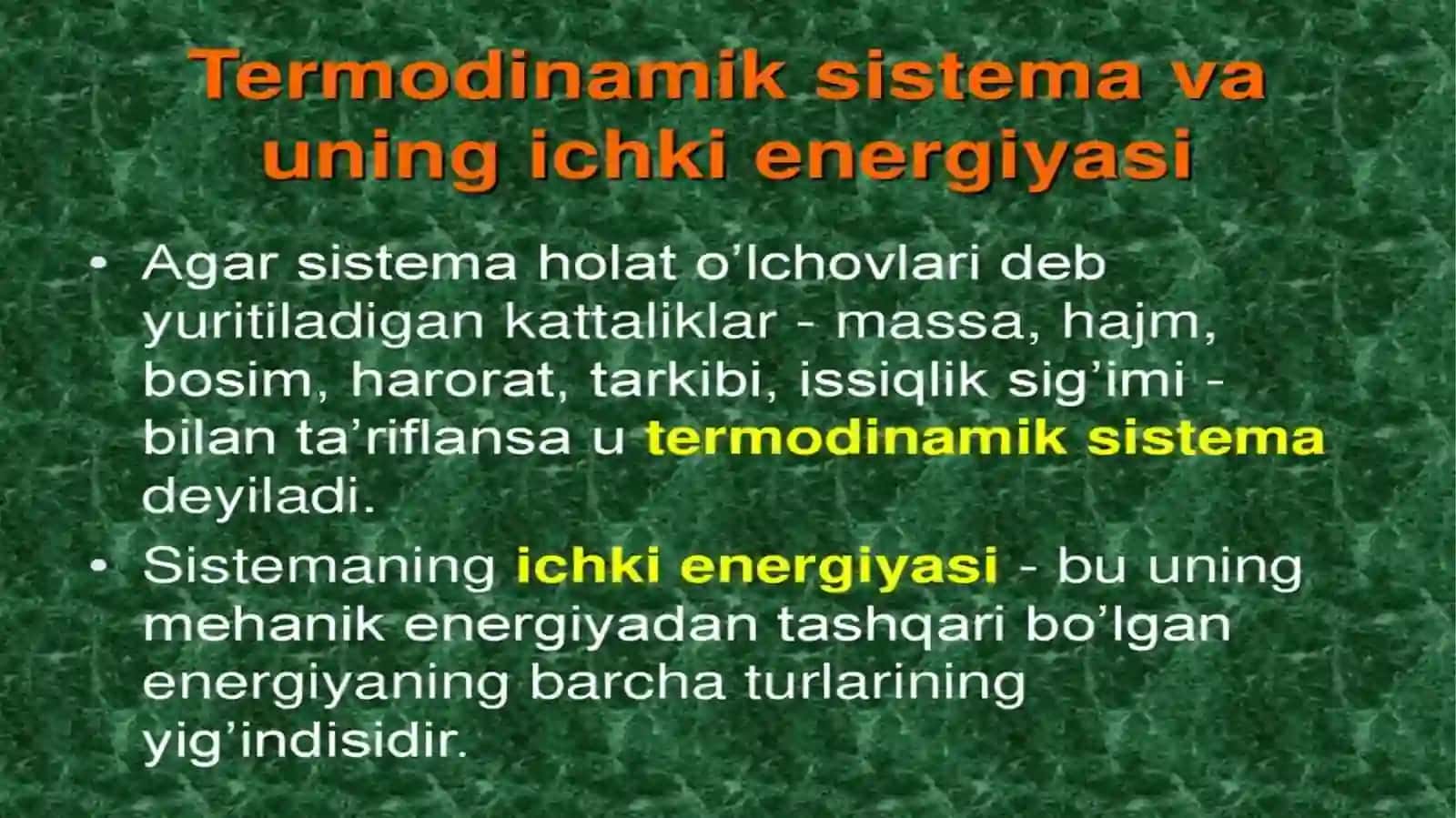 Ideal gazning bosimi ichki   enargiyasiVa issiqlik  sigʻimi 2