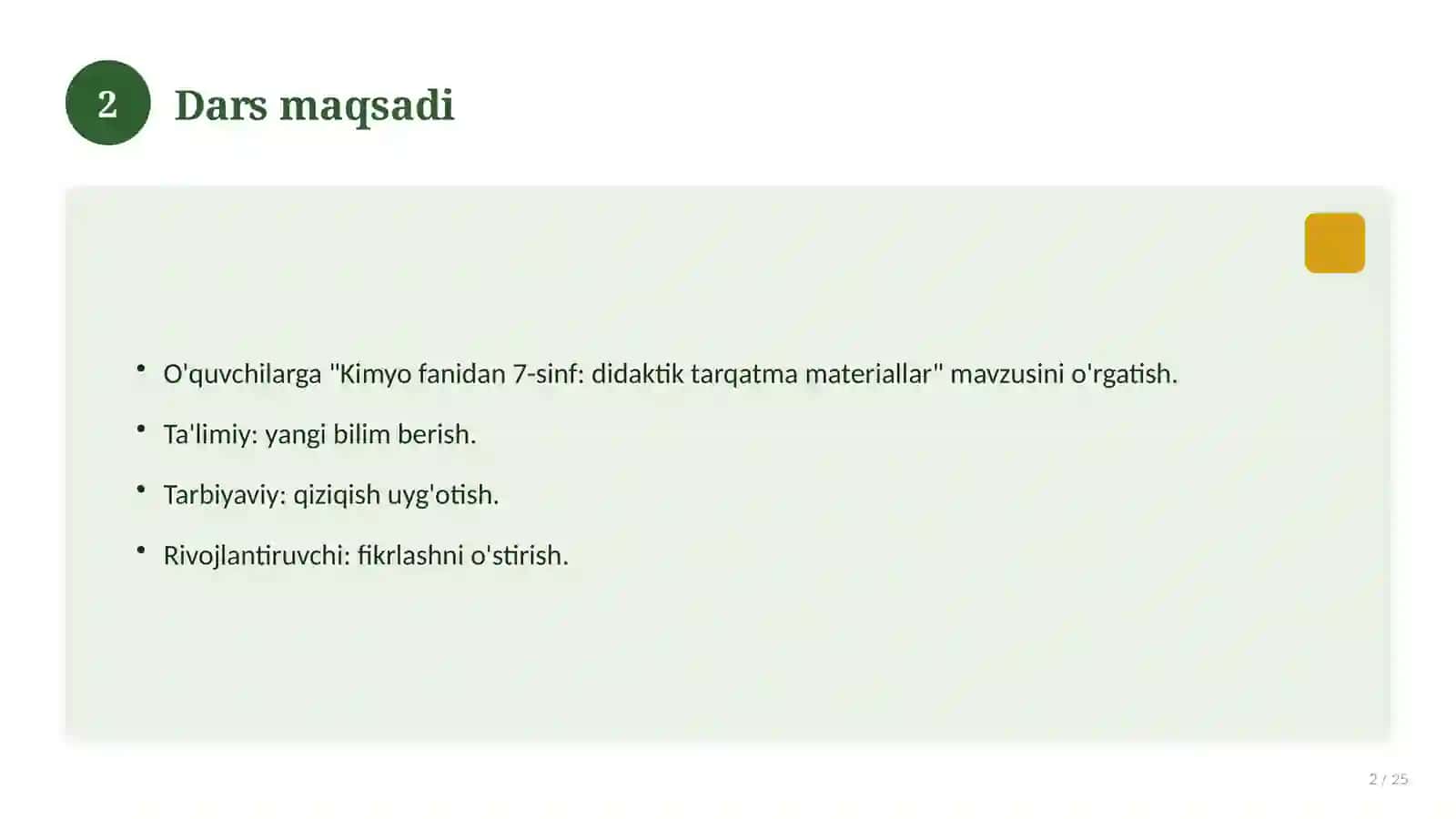 Kimyo fanidan 7-sinf: didaktik tarqatma materiallar 2