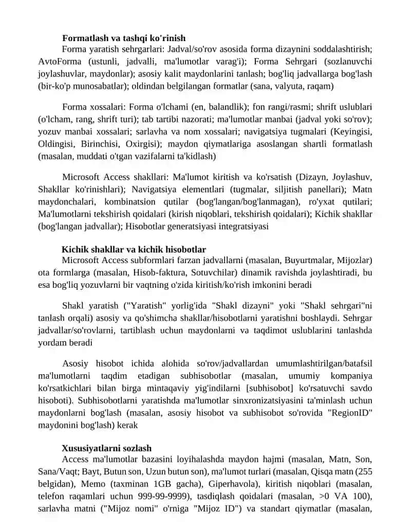 Microsoft Accessda forma yaratish 2
