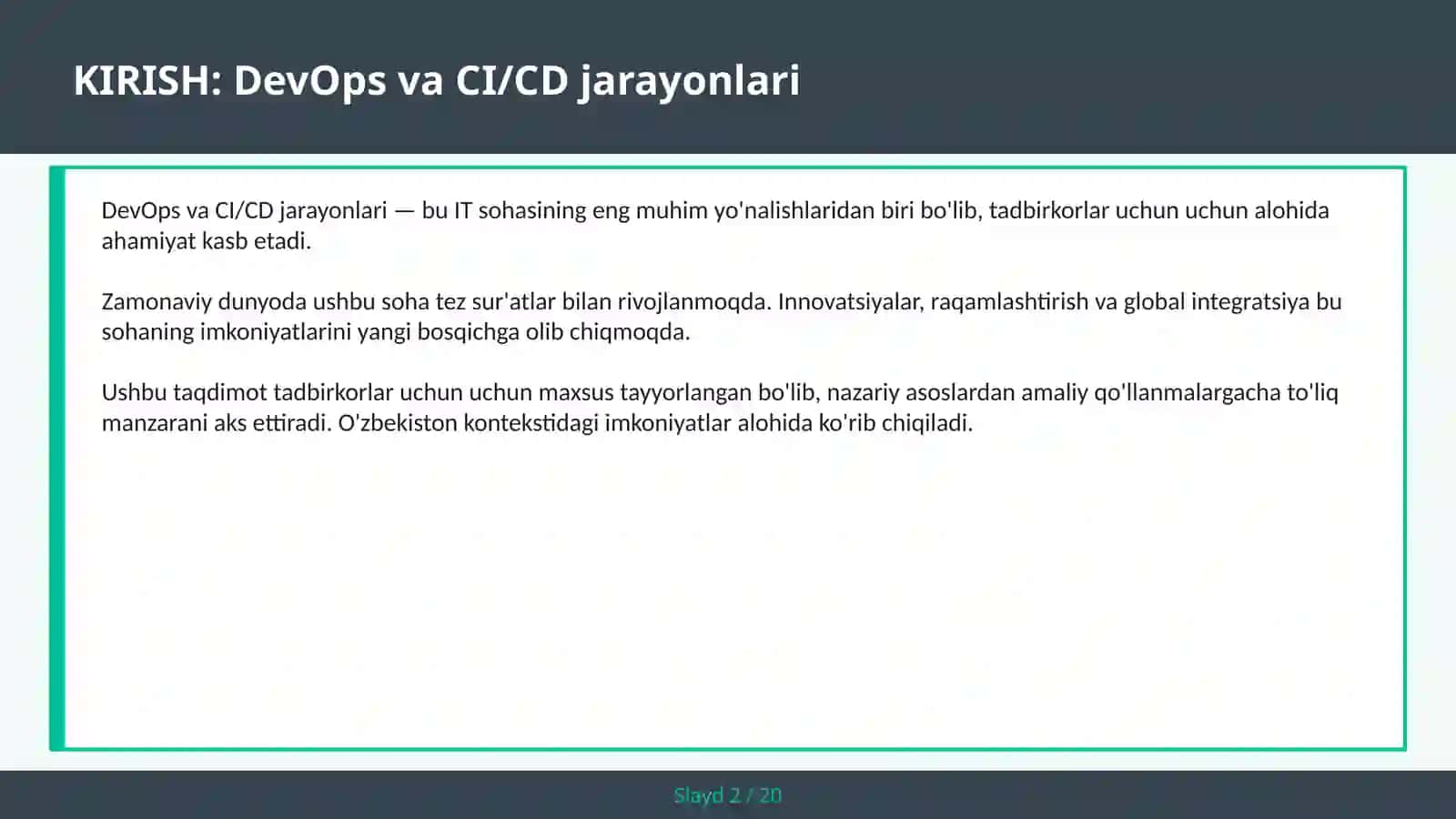 DEVOPS VA CI/CD JARAYONLARI 2