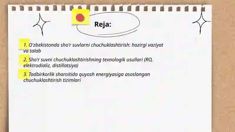 O'zbekistonda sho'r suvlarni chuchuklashtirish: hozirgi vaziyat va talab 2