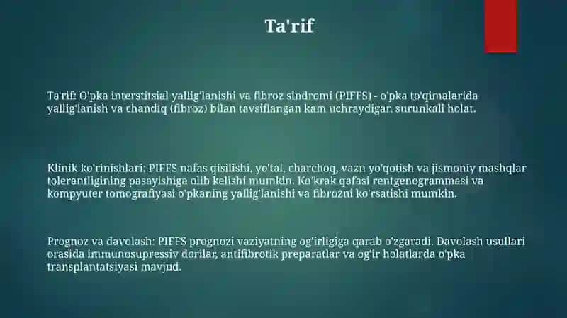 O'Pkaning Intersitsial To'Qima Kasalliklari 2