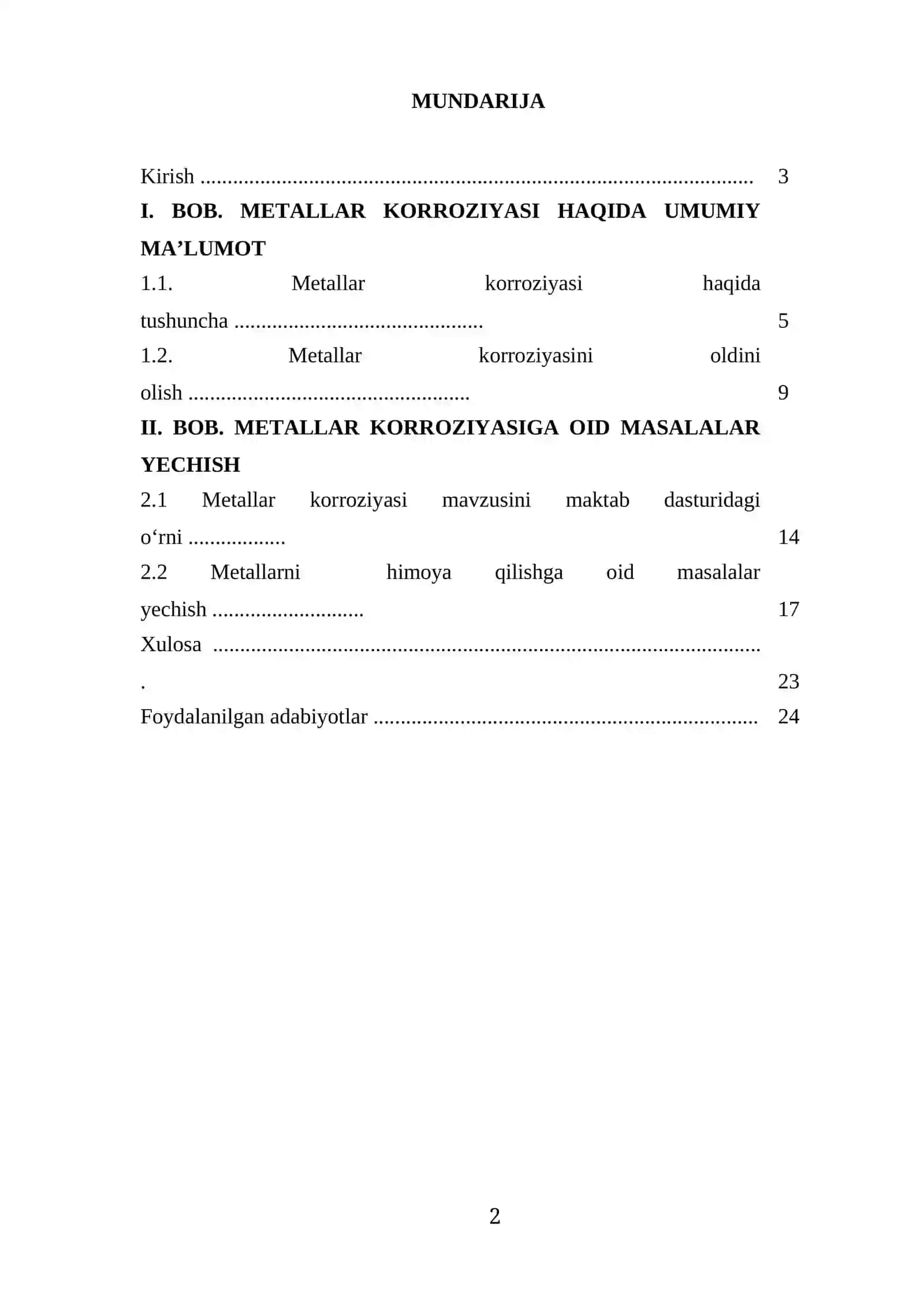 Metallar karroziyasiga oid masalalar yechish metodikasi 2