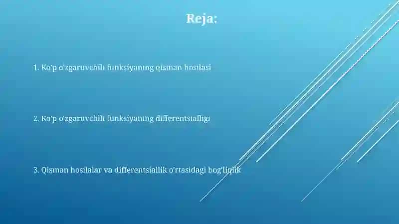 Qisman hosilalar va differentsiallik 2
