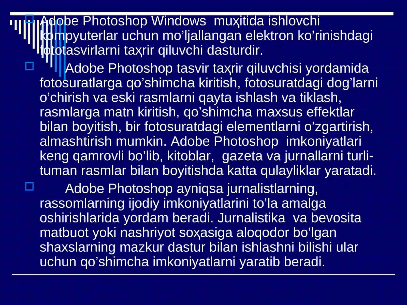 Adobe Photoshop foydalanish 2