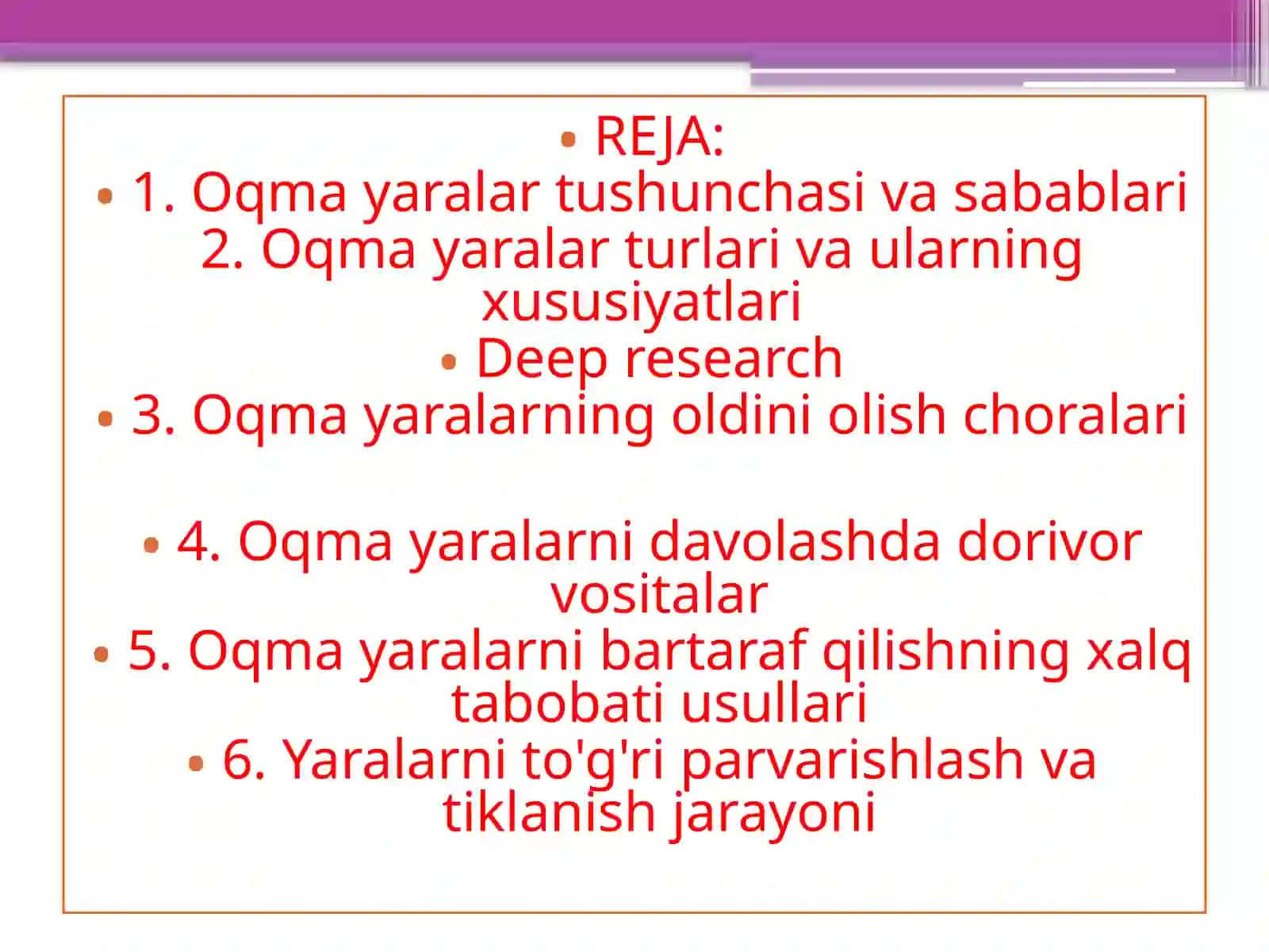 Oqmayaralarni bartarafqilish usullari 2