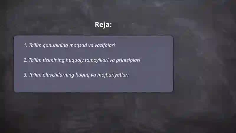 Ta'lim to'g'sidagi qonunning mazmun mohiyati 2