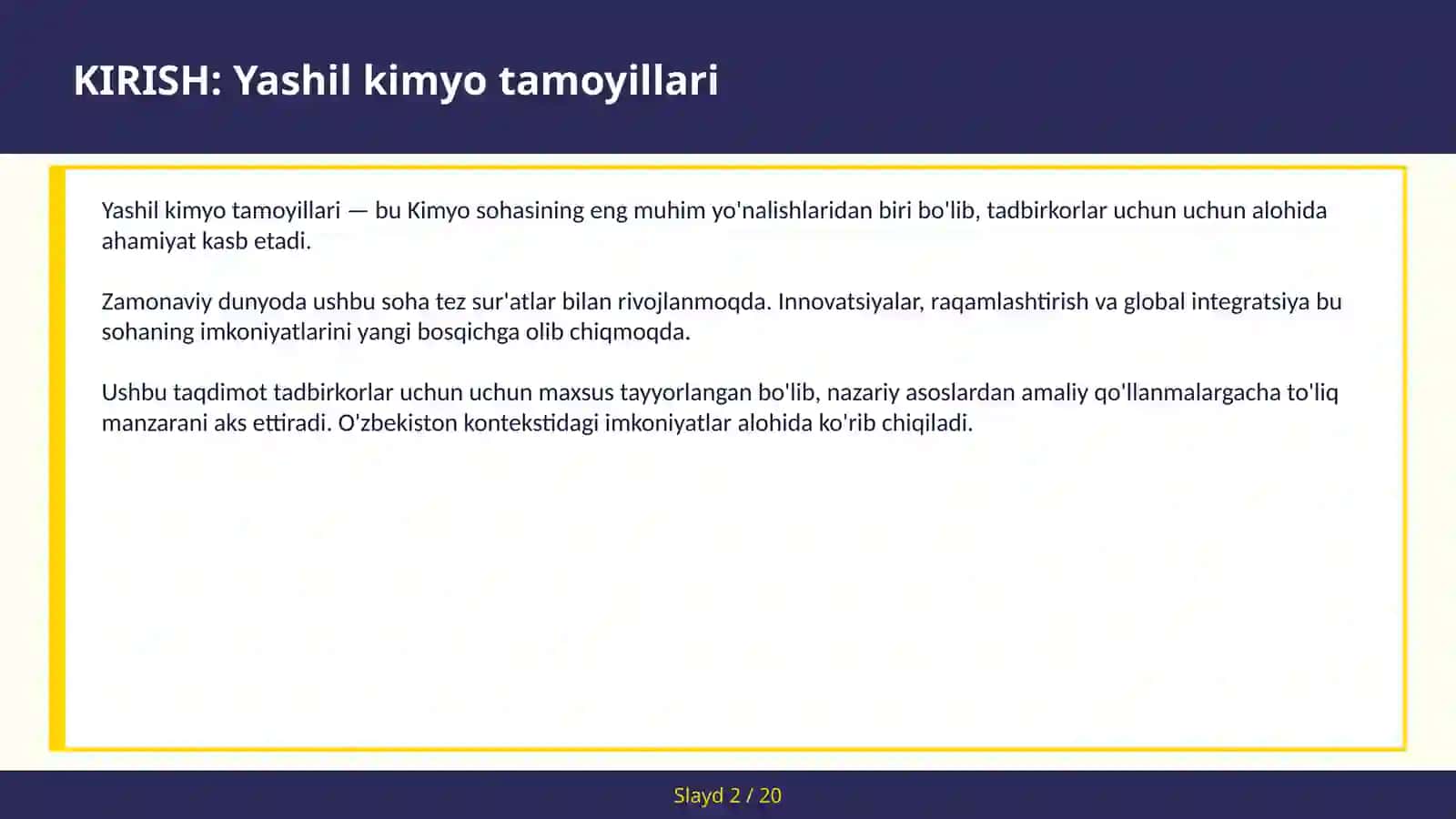 Yashil kimyo tamoyillari 2
