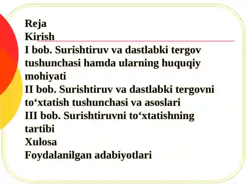 Surishtiruv va dastlabki tеrgovni to'xtatishning tartibi 2