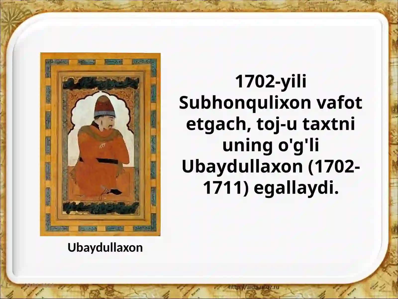 8-sinf O'zbekiston tarixi dars ishlanma. XVIII asrning birinchi yarmida Buxoro xonligida siyosiy tarqoqlik 2
