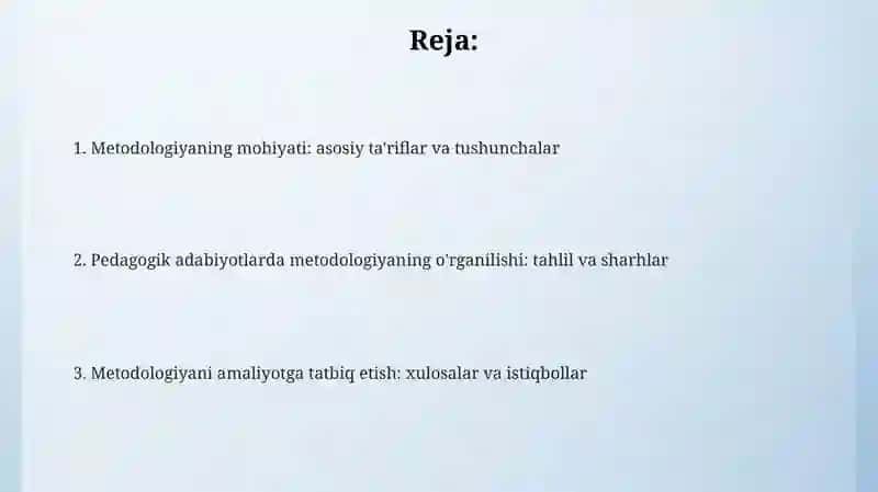 Pedagogik adabiyotlar, maʼlumotnomalarni oʻqib-oʻrganish orqali "metodika"tushunchasini ochish 2