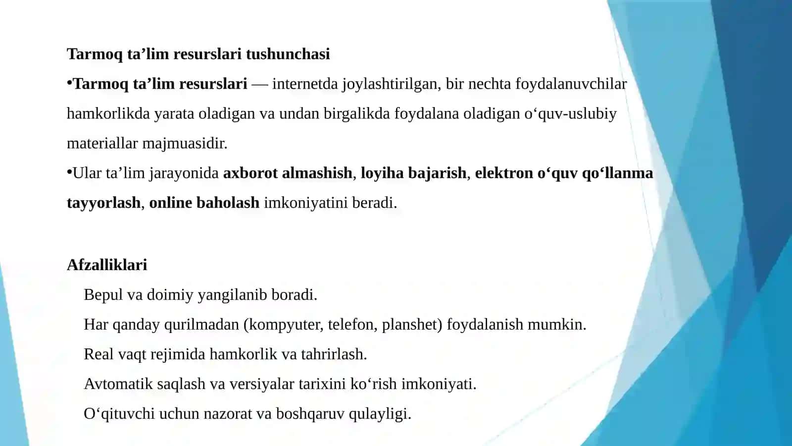 Google Xizmatlari Bilan Hamkorlikda Tarmoq Ta'lim Resurslarini Yaratish 2
