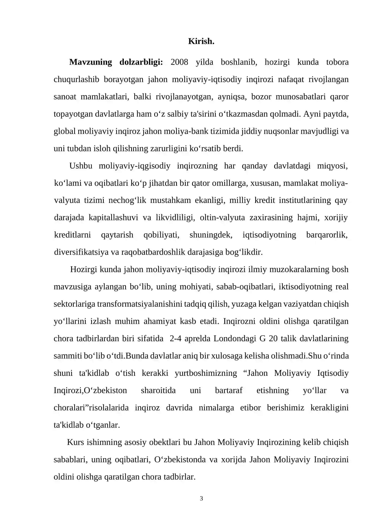 Jahon moliyaviy inqirozinining sabab va oqibatlari 2