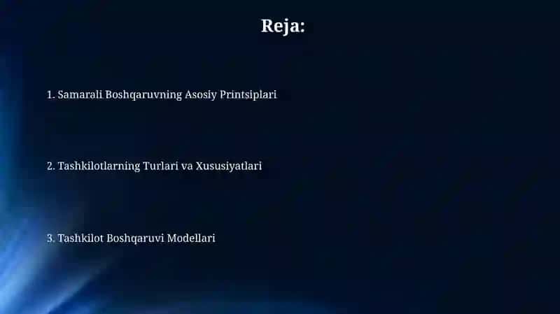 Samarali Boshqaruvning Asosiy Printsiplari 2
