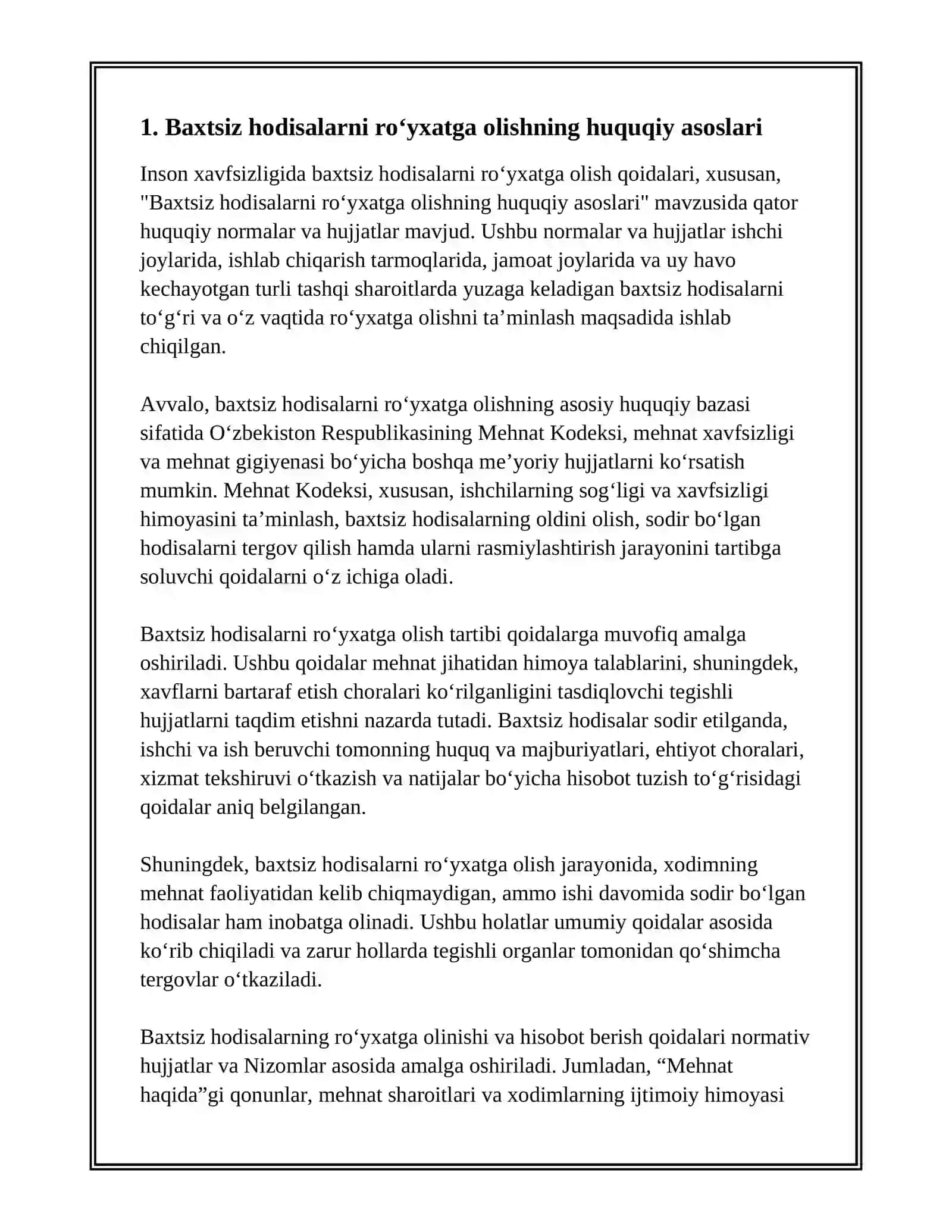 INSON XAYOT XAFSIZLIGIDA BAXTSIZ HODISALARNI RO‘YXATGA OLISH QOIDALARI 2