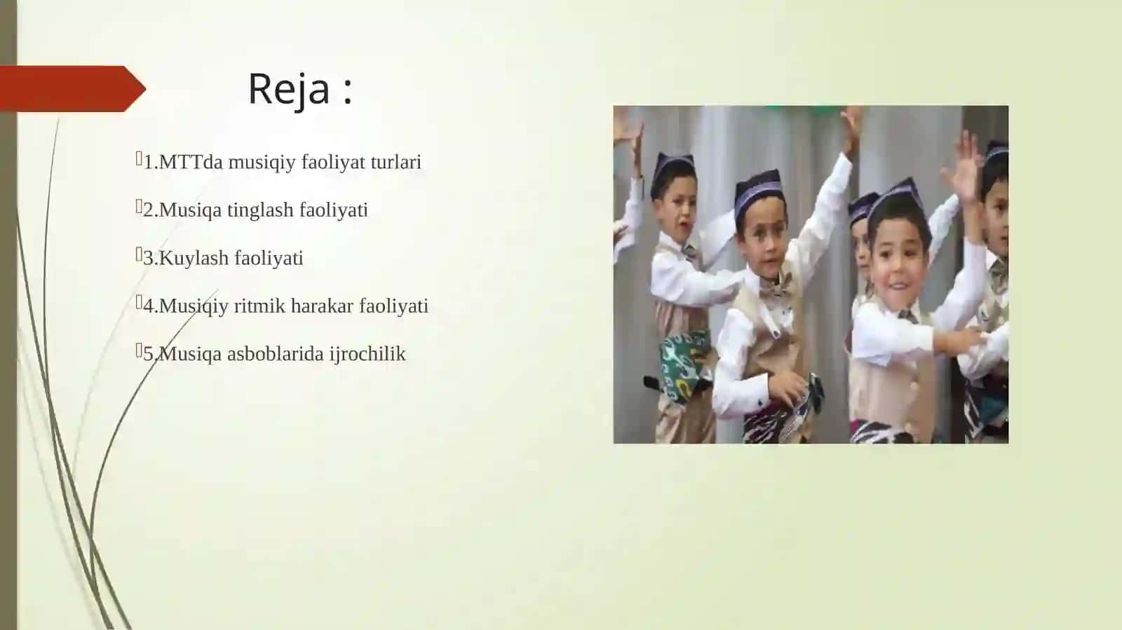 Musiqiy faoliyat turlari mavzusida slayd taqdimot 2