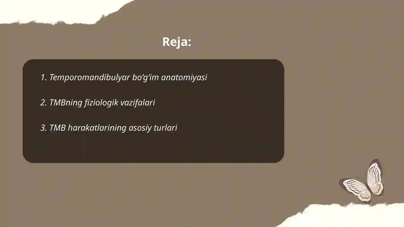 Temporomandibulyar boʻgʻim (TMB) fiziologiyasi va harakatlari 2