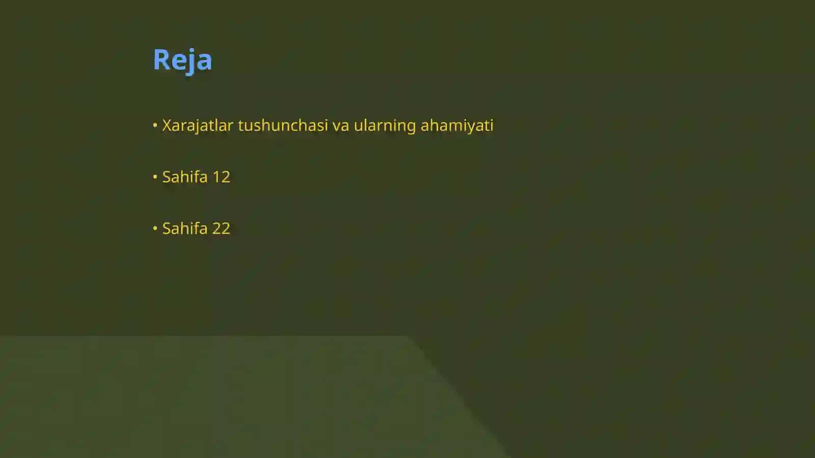 Xarajatlar tushunchasi va ularning turkumlanishi 2