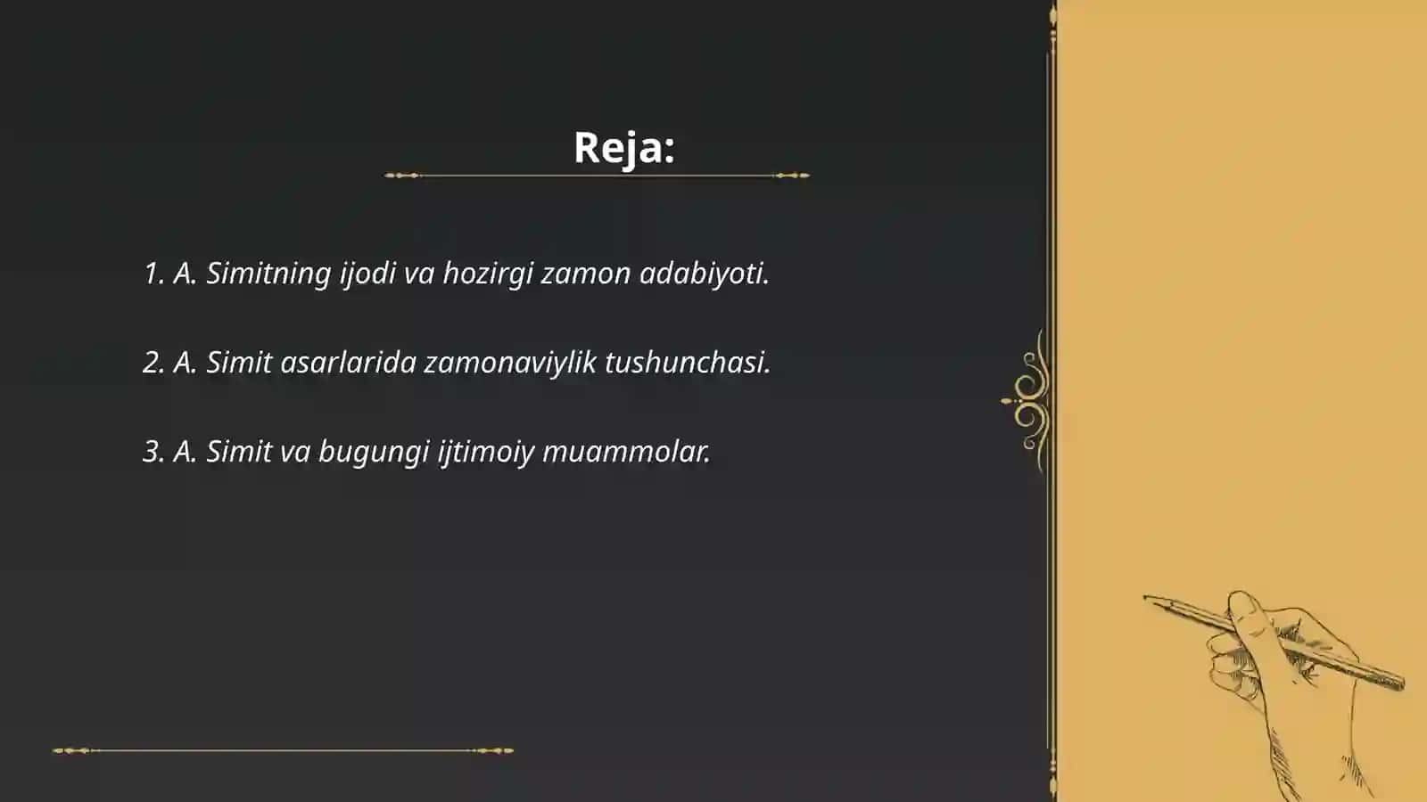 A. Simit va hozirgi zamon 2
