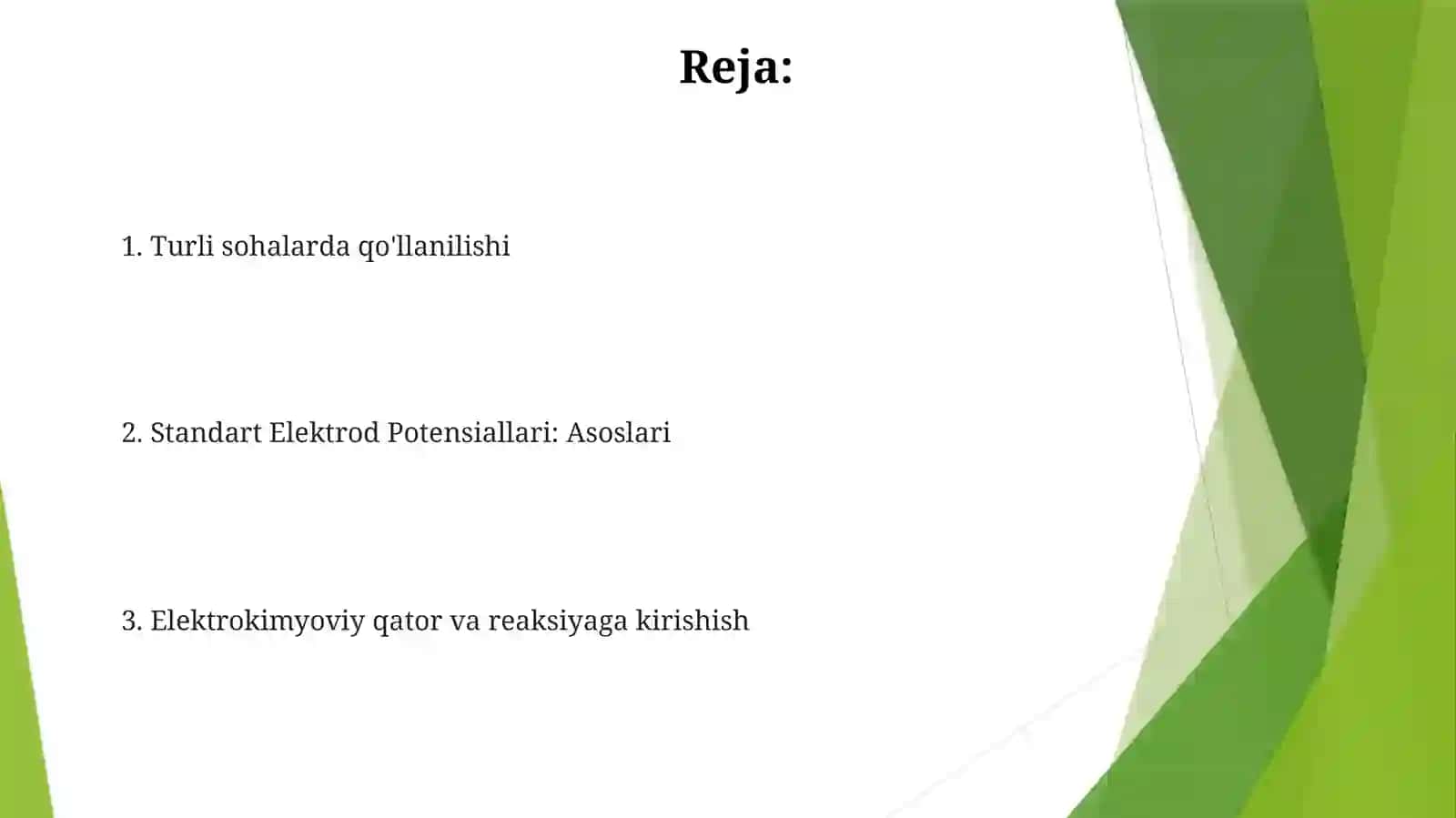 Metallarning standart elektr kimyoviy potensiallari qatori va uning qo'llanilishi 2