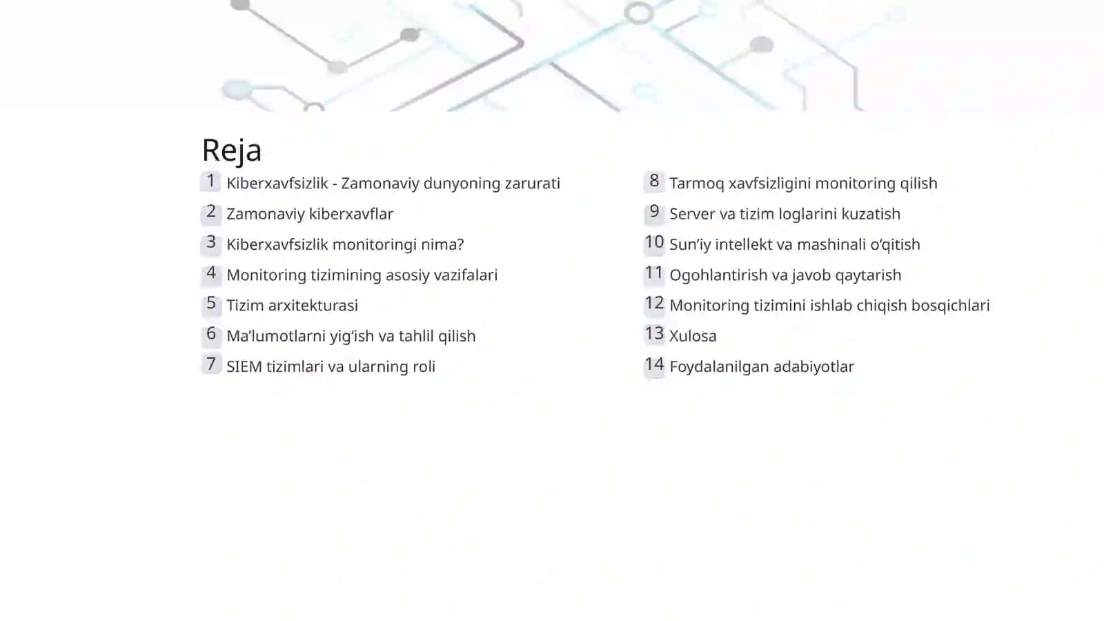 Kiberxavfsizlik monitoring tizimini ishlab chiqish: Raqamli dunyoni himoya qilish 2