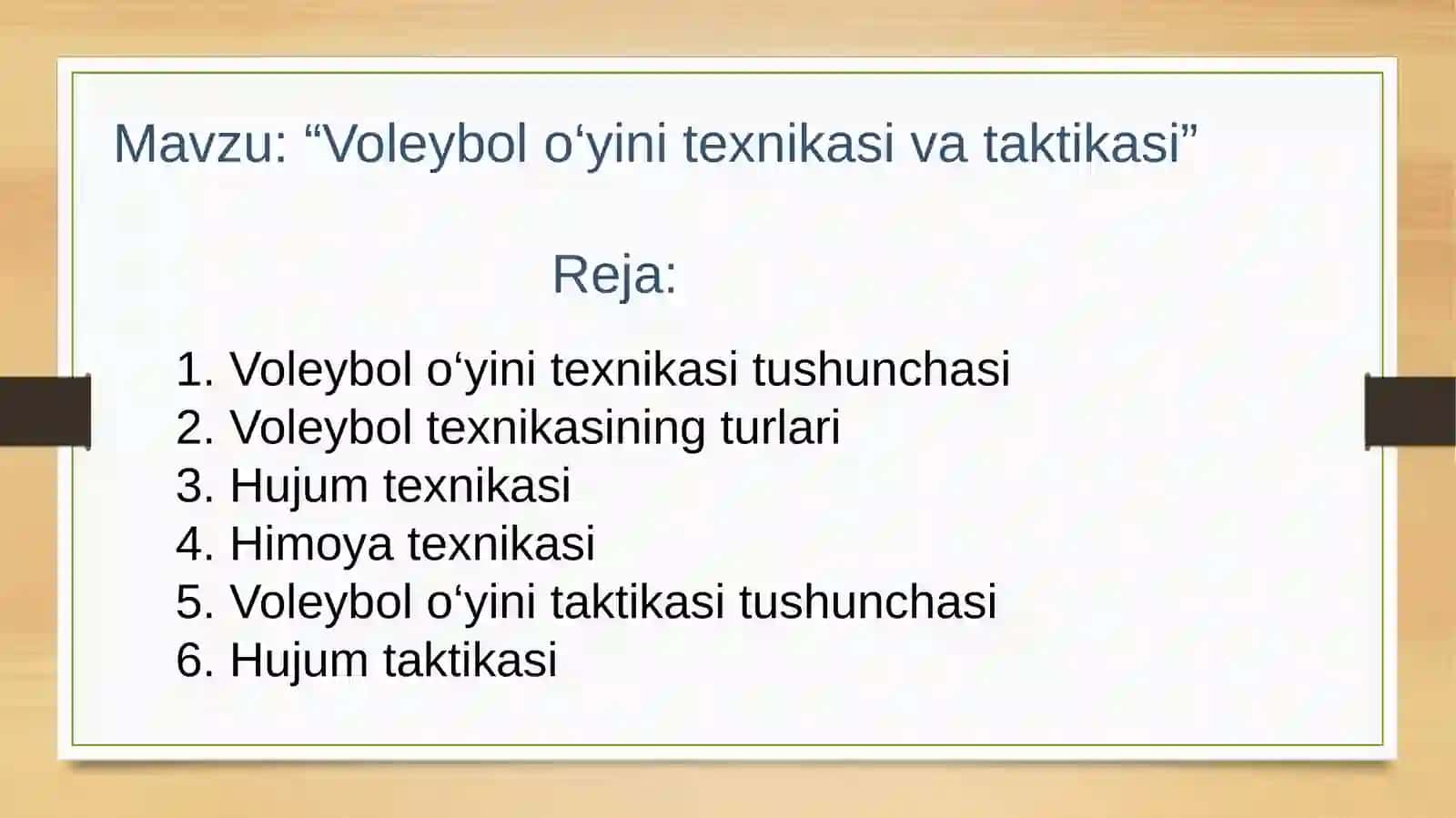 Voleybol o‘yini texnikasi va taktikasi 2