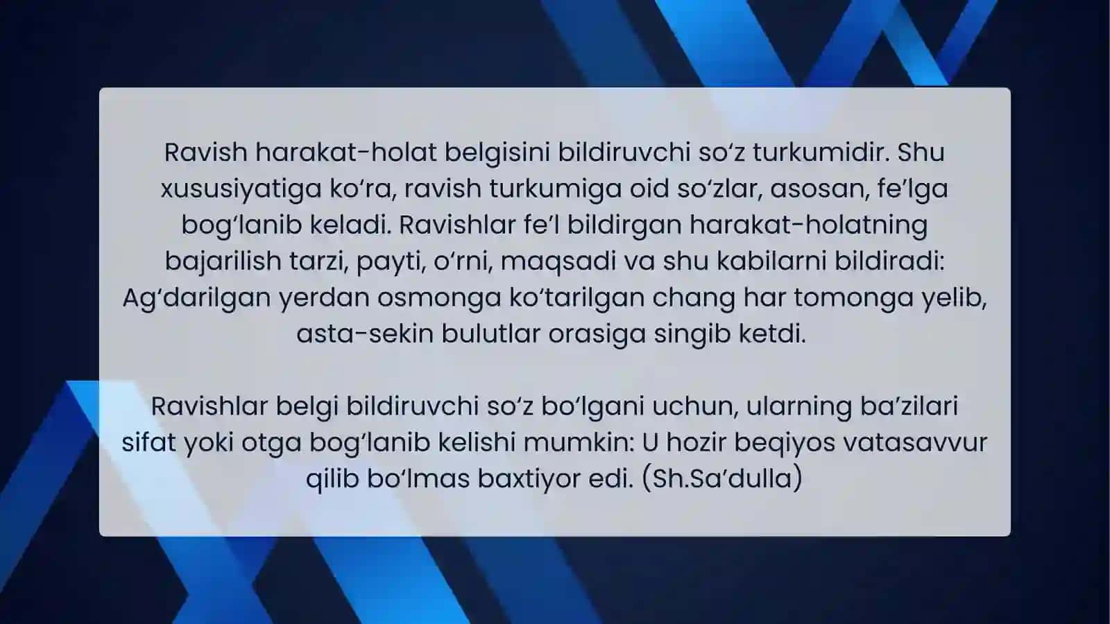 Ravishlarning ma'no turlari, yasalishi va tuzilish jihatdan turlari 2