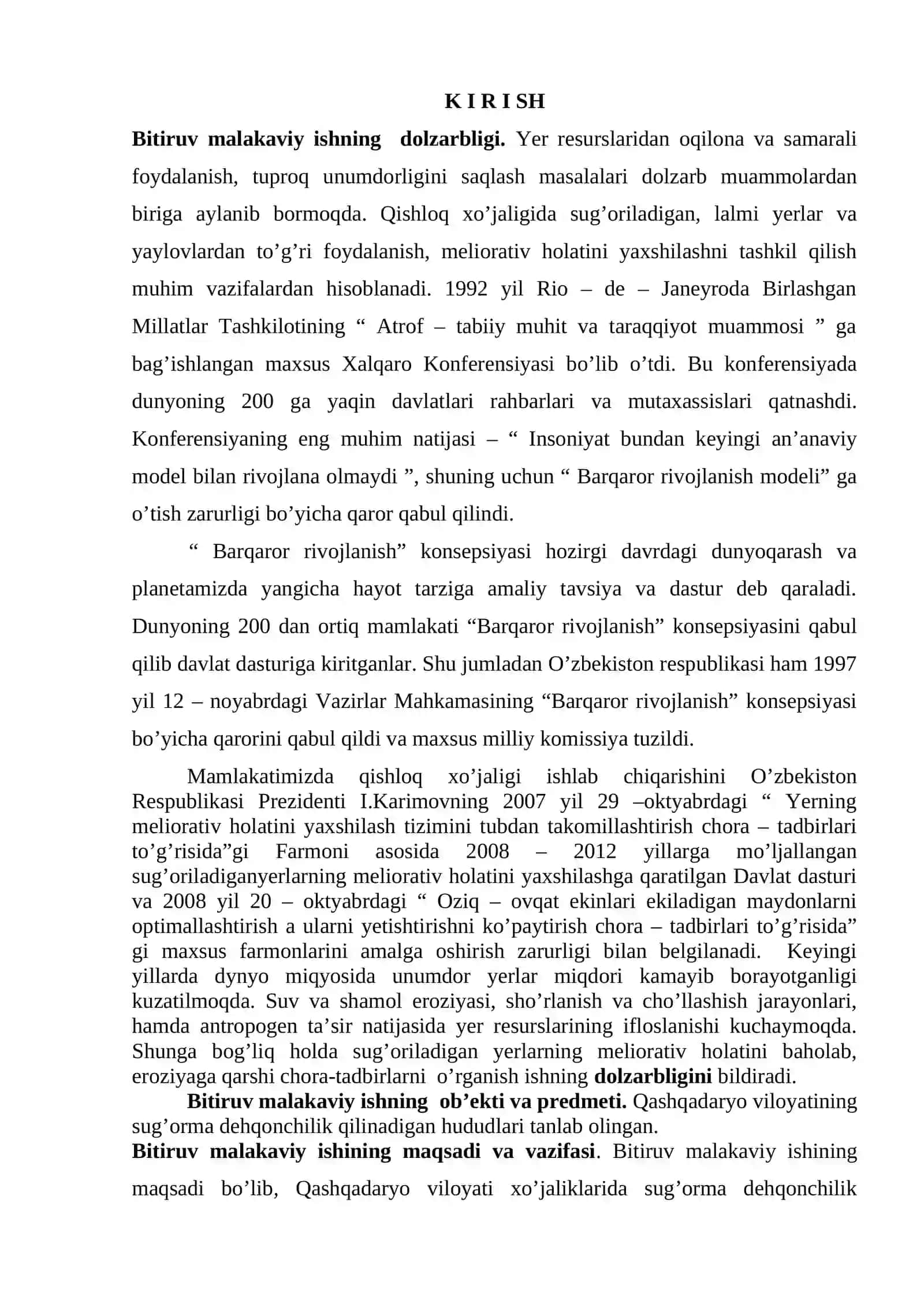 О‘ZBEKISTONNING SUG‘ORILADIGAN HUDUDLARIDA EROZIYA JARAYONLARINING YUZAGA KELISHI 2