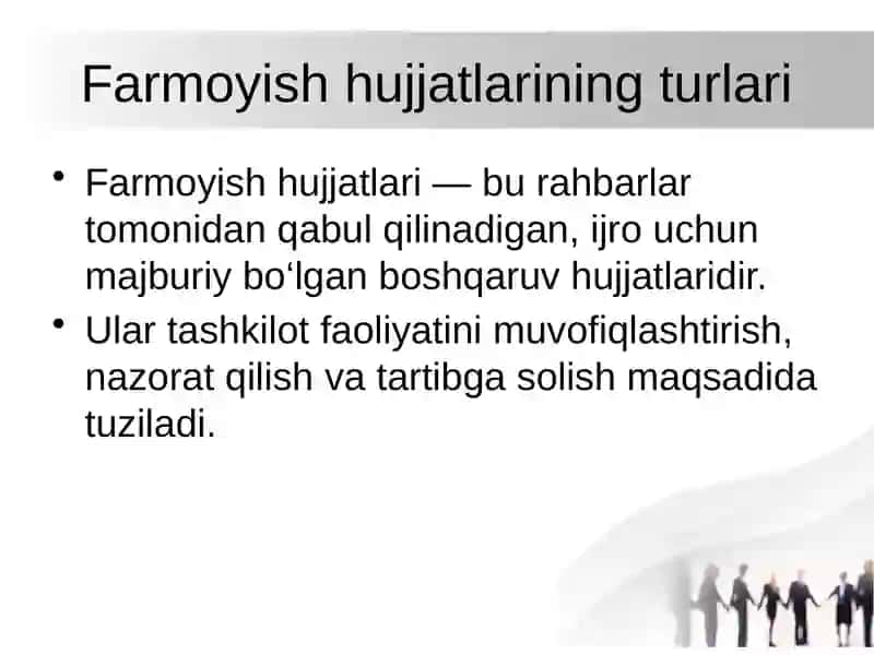 Farmoyish hujjatlarining turlari 2