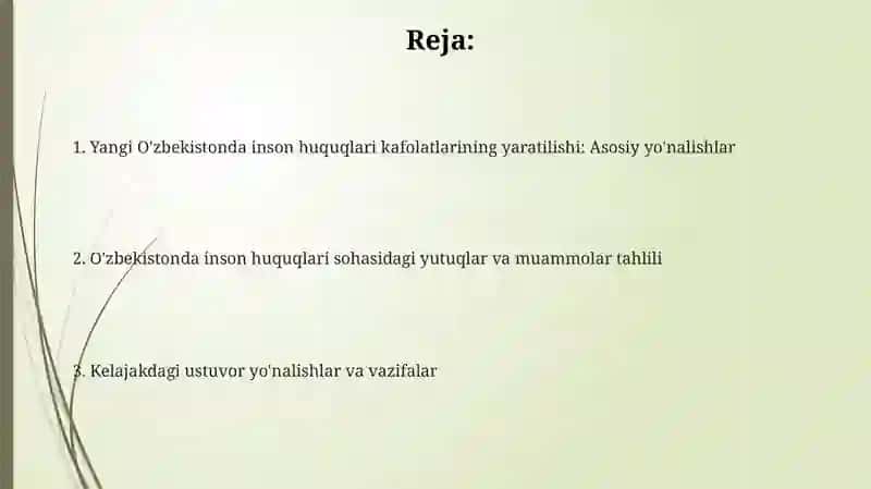 Yangi O‘zbekistonda inson haq-huquqlari va erkinliklari kafolatining yaratilishi 2
