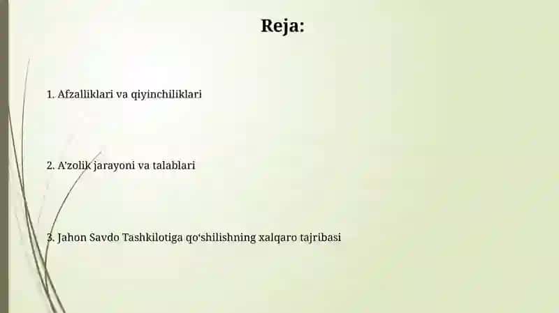 Jahon Savdo Tashkilotiga qo‘shilishning xalqaro tajribasi 2