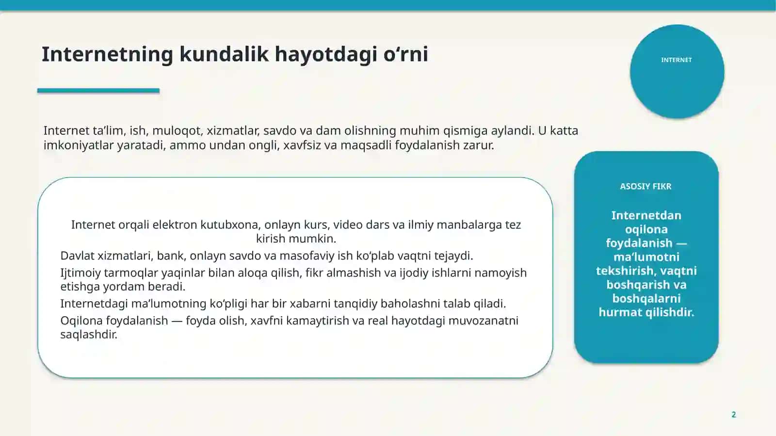 RAQAMLI MADANIYAT INTERNET VA IJTIMOIY TARMOQLARDAN OQILONA FOYDALANISH 2