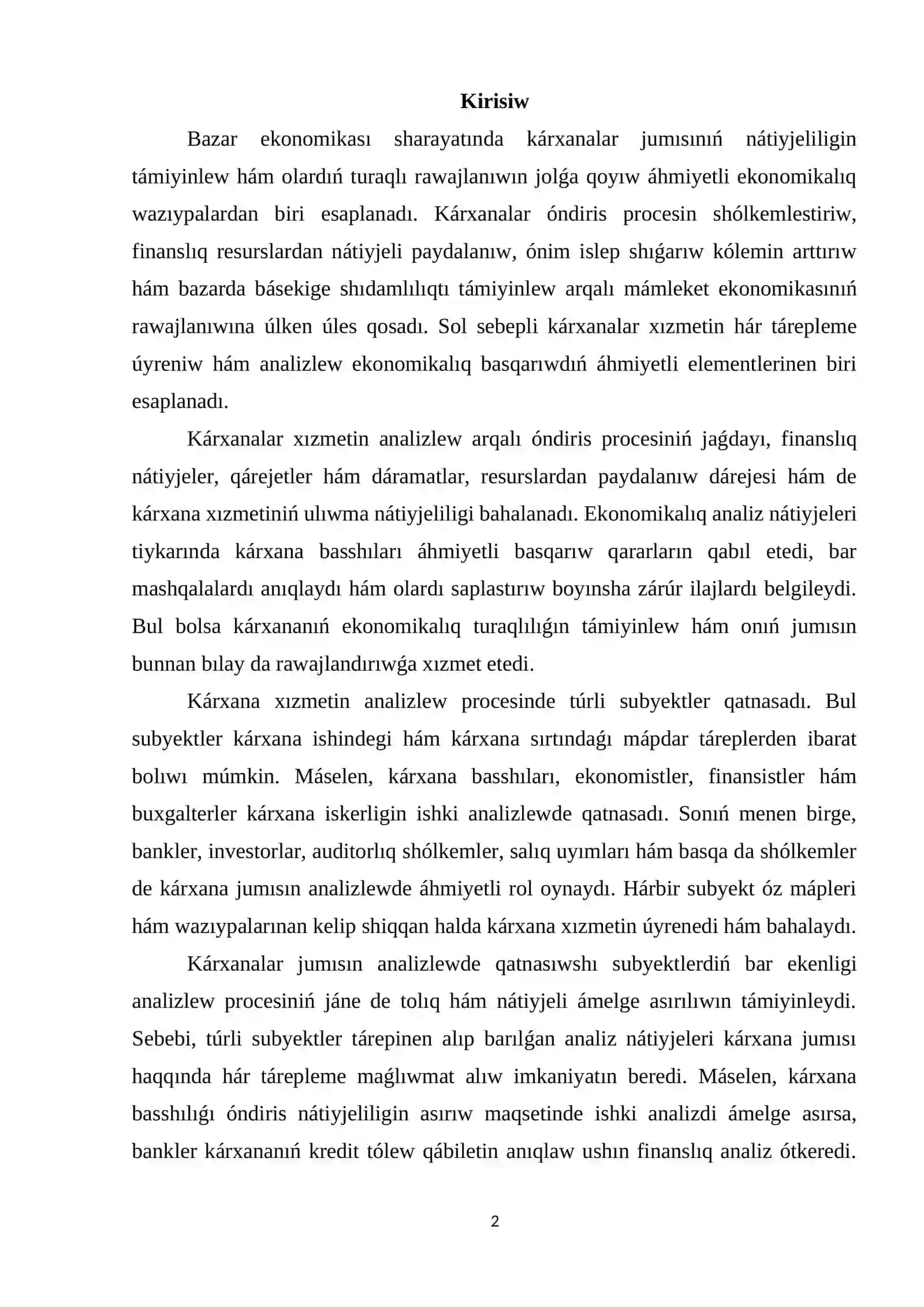 Kárxanalardıń iskerligin analiz qılıwda qatnasatuǵın subyektler 2
