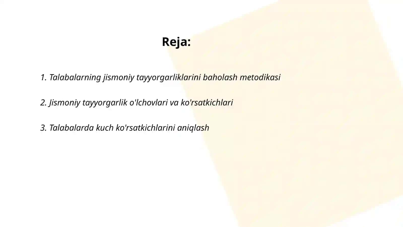 Talabalarning jismoniy tayyorgarliklarini baholash metodikasi 2